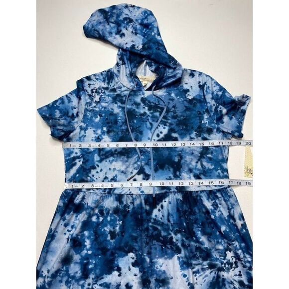 Be‎ Bop Hoodie Dress Juniors' Small Blue Tie Dyed Stretchy Drawstring Pullover - Picture 6 of 11
